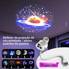 Lâmpada de céu estrelado, lâmpada de lua, luz noturna LED criativa para quarto, lâmpada de projeção USB, luz de fundo po