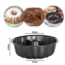 Forma Redonda Antiaderente 24 cm com Furo Central para Assar Bolos e Pudins
