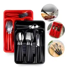 Jogo De Talheres E Facas Cozinha Colher Garfo Kit 25 Peças Com Suporte Ou Pacote 6 Unidades GP6