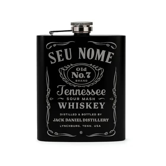 Porta Whisky Cantil Inox para Armazenar Bebida 207ml - Personalizado com Nome, Logo ou Time