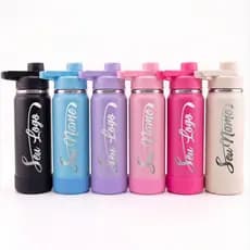 Kit 10 GarrafasTérnicas 600ml Inox com Base de Silicone - Personalizada com Nome, Logo ou Time