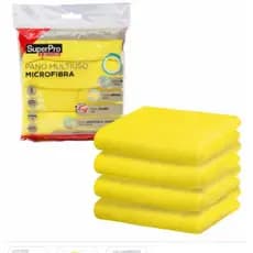 PANO MICROFIBRA 24X23X28 CM COR AMARELA PACOTE 04 PANOS SUPERPRO