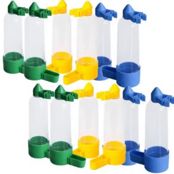 Kit 12 Bebedouro Tradicional Médio 50ml Para Canario Belga Periquito Australiano Agapornis Aves Pássaros em Geral