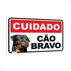 Placa Aviso Cuidado Cão Bravo Rottweiler Sinalização Perigo 30x20cm PROMOCAO