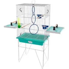 Mini Viveiro Gaiola com Pé Calopsita Mansa Vivo Pet Epóxi Agapornis Completa Aberta