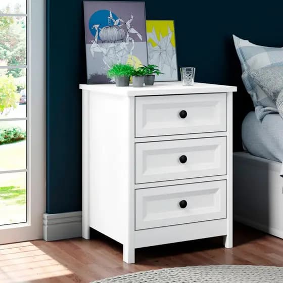 Mesa de Cabeceira Ditália 3 Gavetas DM-111 Branco