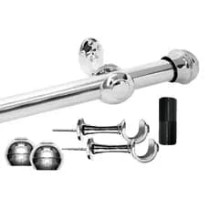Varão De Cortina 3,50 Metros 28mm (Grosso) Cromado Simples para Cortina Kit Completo com Suportes Parafuso e Bucha