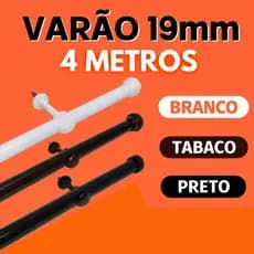 Kit Varão Cortina Simples 4 Metros 19mm com Ponteira Suporte Varal Bastão Sala Quarto Cozinha Cores