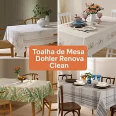 Toalha de Mesa Renova Clean Dohler Limpa Fácil Estampa Digital 6 ou 8 Lugares Retangular E Quadrada