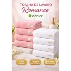 Kit Toalha Lavabo Romance Döhler 100% Algodão Felpuda Luxo Branca 2 4 6 ou 10 Peças 400g