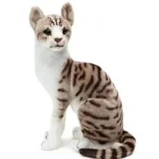 Gato Pelúcia Realista Bicho Sentado Tigrado Fofinho Lindo Enviamos Já Presente