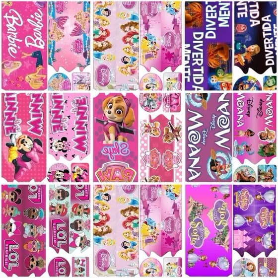 Adesivos Para Bicicleta Infantil PRINCESAS, BARBIE, MOANA, SKY PATRULHA, MINNIE, MARIE | Aro 12 16 20 e 24