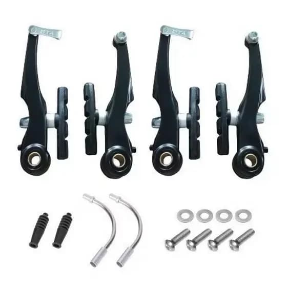 Freio V-brake Tipo Logan Alumínio Bike Mtb Preto ou Prata Com Sapata Allen Orbital + Guia de freio