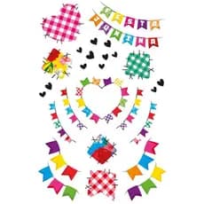 Tatuagens Estilo Maquiagem Festa Junina | Mini Bandeirinhas e Corações | Removíveis