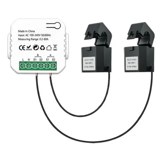 Medidor Energia Wifi 2 Pinças 80a Tuya Smart Life