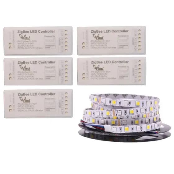 Fita Led 5050 Rgbcct 5 Mt Ip67 6 Vias + 5 Controlador Zigbee