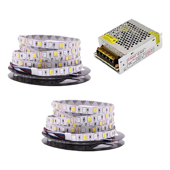 Kit 2 Fitas Led Rgbcct 5mts 6 Vias + Fonte 3a