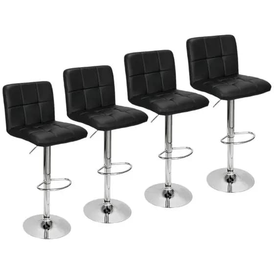 Kit 4 Banquetas Altas Estofadas Gomos em Couro Sintético com Regulagem e Giratória cozinha bar salão