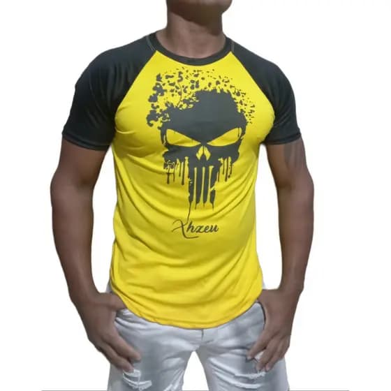 Blusa Masculina Dry Fit Raglan Xhzeu Punisher Esportes Fitness