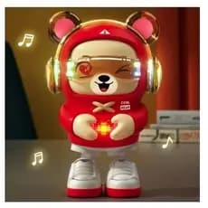 Urso a pilhas que mexe tem lus e som um otimo presente .
