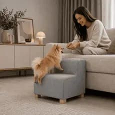 Escada para Pet Cachorro 2 Degraus Subir Cama Sofa Tecido Linho