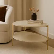 Mesa Lateral Sofa Apoio Sala de Estar Organica MDF Pés de Aço