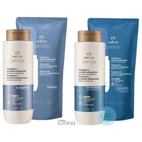 Linha Lumina Natura Shampoo e Condicionador (Cabelos Lisos) Hidratação e Proteção Antipoluição