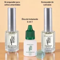 Kit Tratamento p/Unhas Abelha Rainha:Óleo 6em1 + Branqueador Unhas Amareladas+Removedor Cutículas
