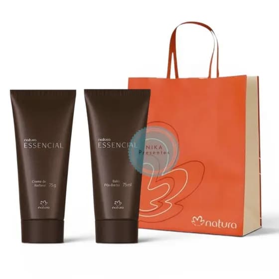 Kit Presente Natura Essencial Cuidados Pessoais Barba:Creme de Barbear+Balm Pós Barba +Sacola