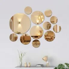 Espelho Redondo Decorativo Organico Kit 12 Peças Decoração Sala Hall Quarto Vidro Cristal