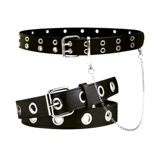 cinto rock, ilhós duplo com corrente, e um ilhós unico  rock masculino e feminino
