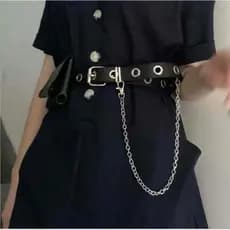 cinto feminino e masculino  ilhós único com correntinha