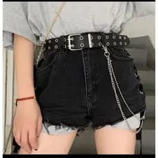 cinto feminino e masculino  ilhos duplo de rock +  corrente dupla kit