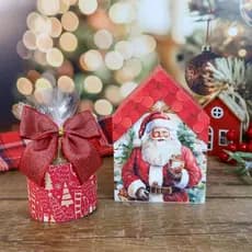 Casinha Explosão casinha de natal - Caixa para mini panetone - LEMBRANCINHA