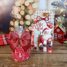 Bolsinha + Rótulo para Mini Panetone 80 GR - Bolsinha para mini panetone-sacolinha PAPAI NOEL