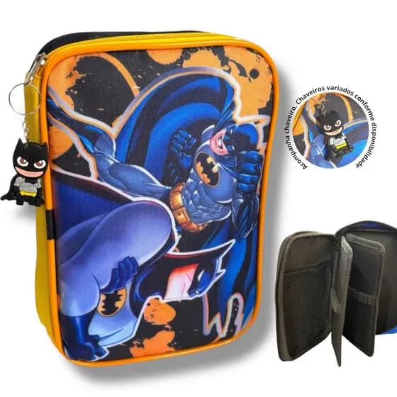 ESTOJO BOX ESCOLAR BATMAN ESTOJO BOX BATMAN ORGANIZADOR ESCOLAR INFANTIL MENINO