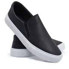 Tênis Sapatênis Slip On Iate Casual Masculino Preto Sem Cadarço Confortável Envio Imediato