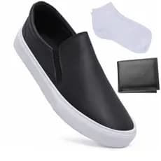 Tênis Slip On Masculino Sapatênis Casual Iate Sem Cadarço Moda Confortável + Meia + Carteira