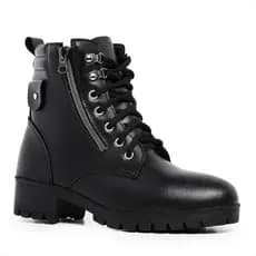 Coturno Bota Botinha Feminina Cano Curto Casual Preta Salto Zíper Macia Confortável