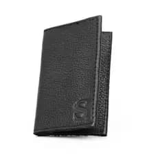 Carteira Porta Cartao Slim De Couro Legitimo Preta Fina Rg Cnh Cartoes Cedulas Documento Minimalista