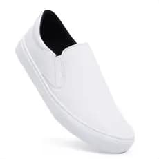 Tênis Branco Slip On Iate Sapatênis Sem Cadarço Casual Enfermagem Hospital Leve Confortável