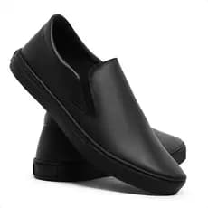 Tênis Sapatênis Preto Slip On Iate Masculino Sem Cadarço Calce Fácil Leve Confortável