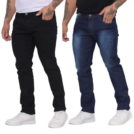 Kit até 2/3 Calças Jeans Skinny  Plus Size e Normal Masculina Lycra