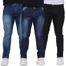 Kit  2/3 Calça Masculina Jeans Plus size e Normal Skinny  Original Elastano Qualidade Premium