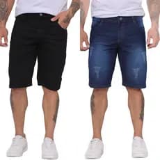 Kit 2 Bermudas Jeans C/ Lycra Masculina Premium