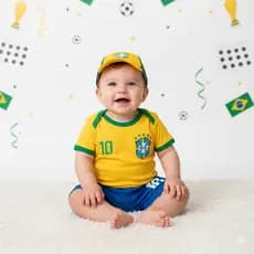 Body Bebê Brasil Masculino Kit 3 Peças Temático Mesversário