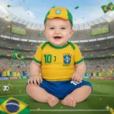 Body Bebê Brasil Azul 3 Peças Masculino Amarelo