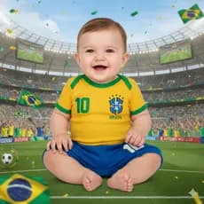 Body Bebê Brasil Temático Amarelo Kit 2 Peças