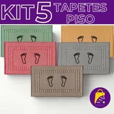 Kit 5 Toalhas de Piso Atoalhado Pezinho Felpa Banheiro 45x70