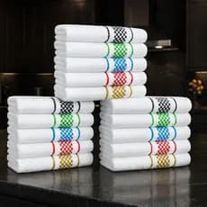 Kit Panos De Prato Atoalhado Premium 45x70 Cm 100% Algodão Cozinha Felpudo Jacquard